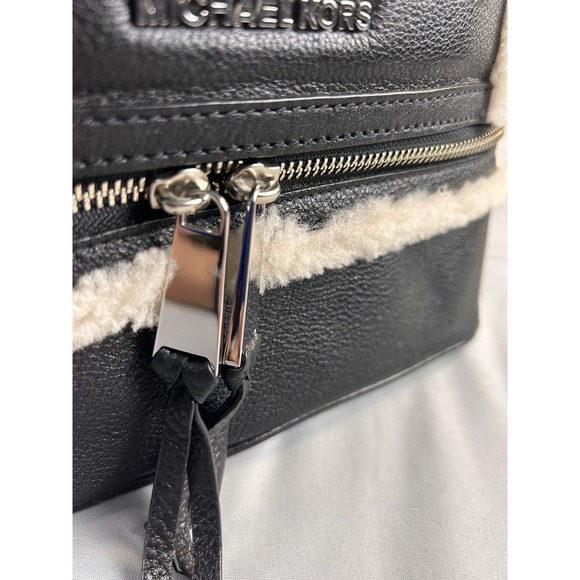 Michael Kors‎ Rhea Medium Suede and Faux Shearling Backpack Black NWT main image 7